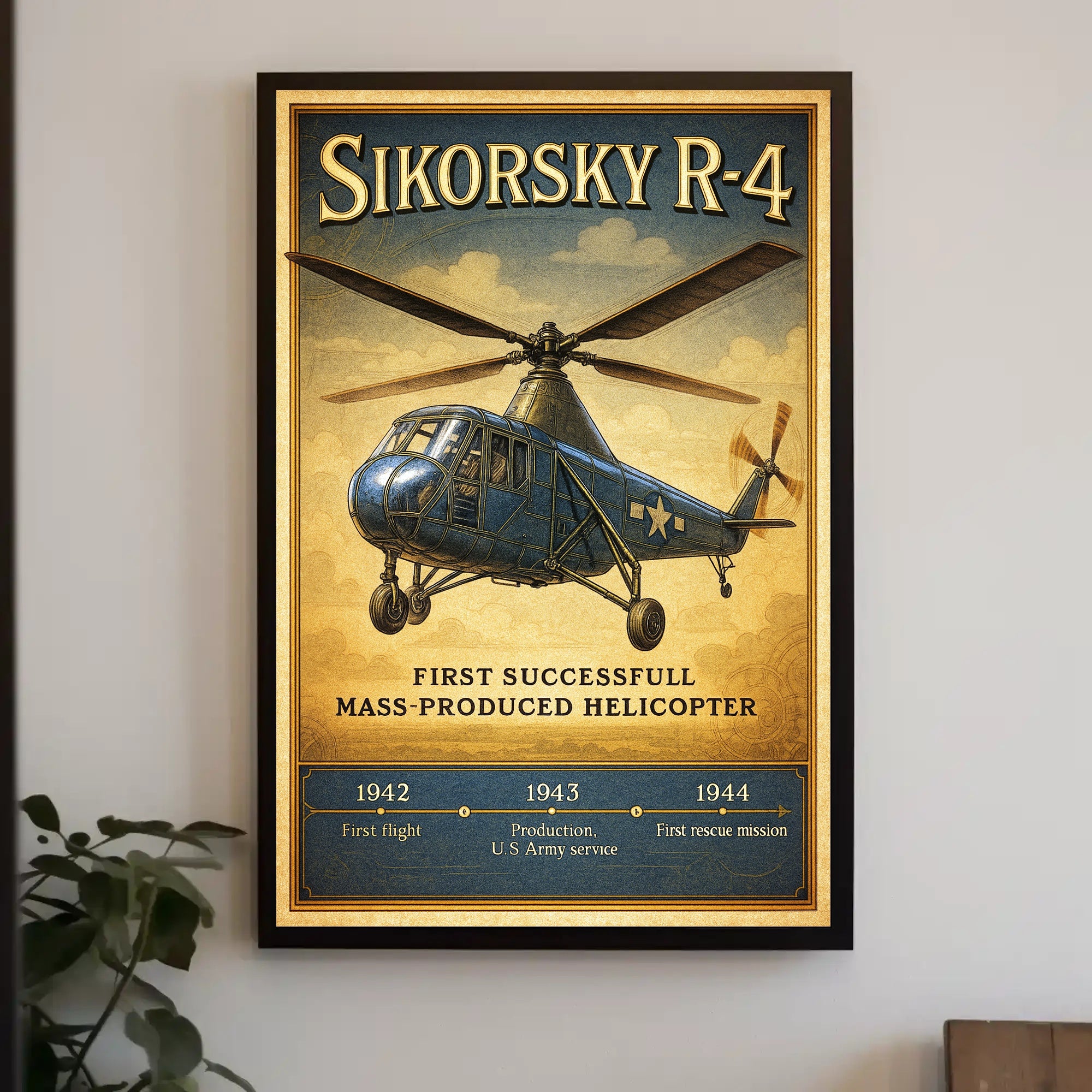 Sikorsky R-4 First Successful Mass-Produced Helicopter Poster