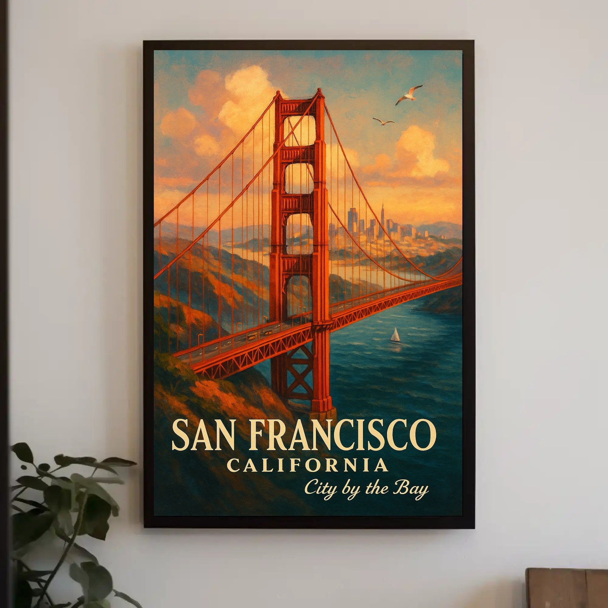 Golden Gate Bridge Vintage Travel Poster