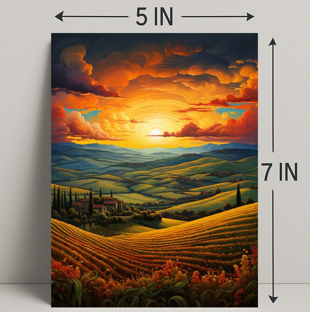 Sunset Over Rolling Hills Poster
