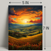Sunset Over Rolling Hills Poster