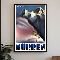 Ski Adventure in Mürren Vintage Travel Poster PosterGoat