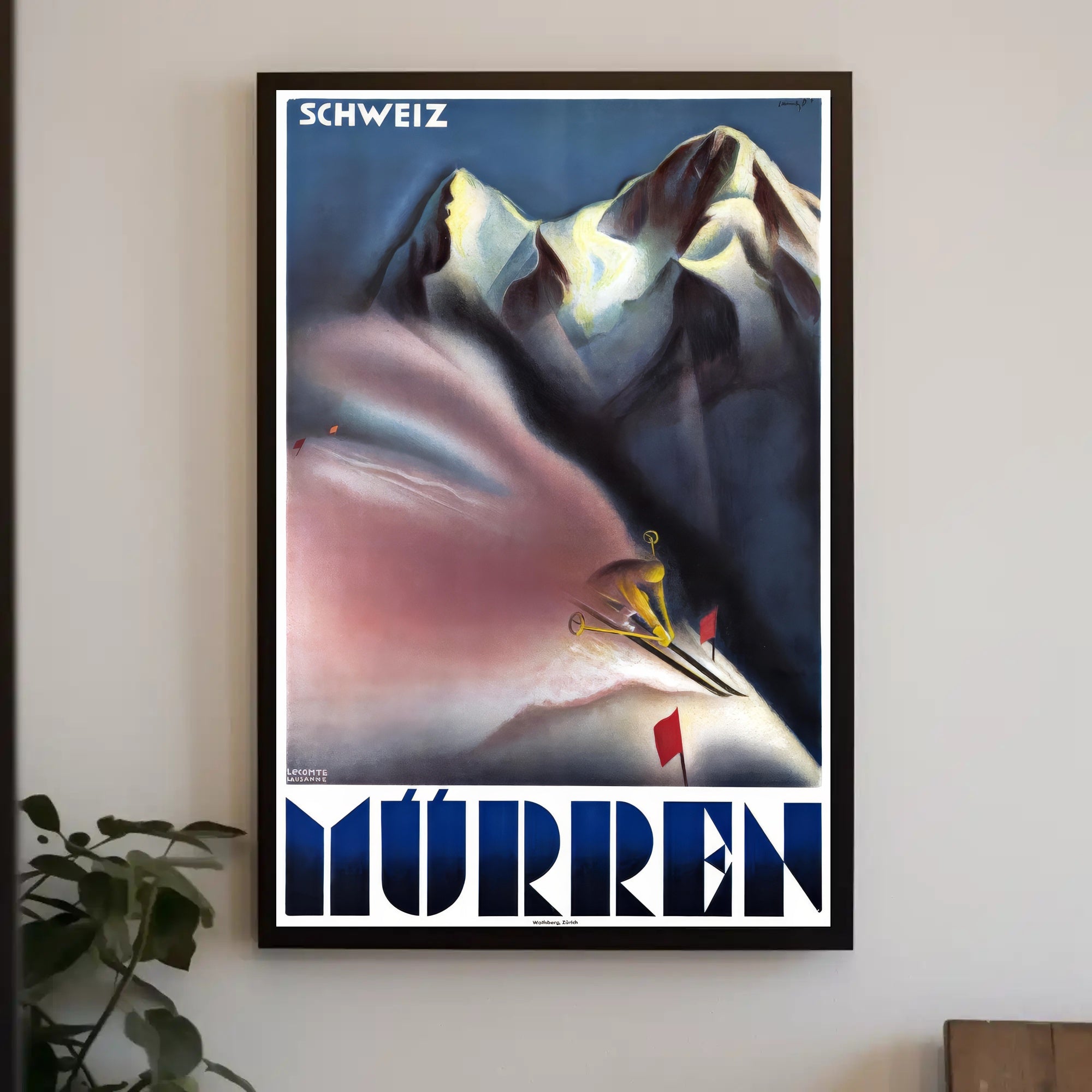 Ski Adventure in Mürren Vintage Travel Poster PosterGoat