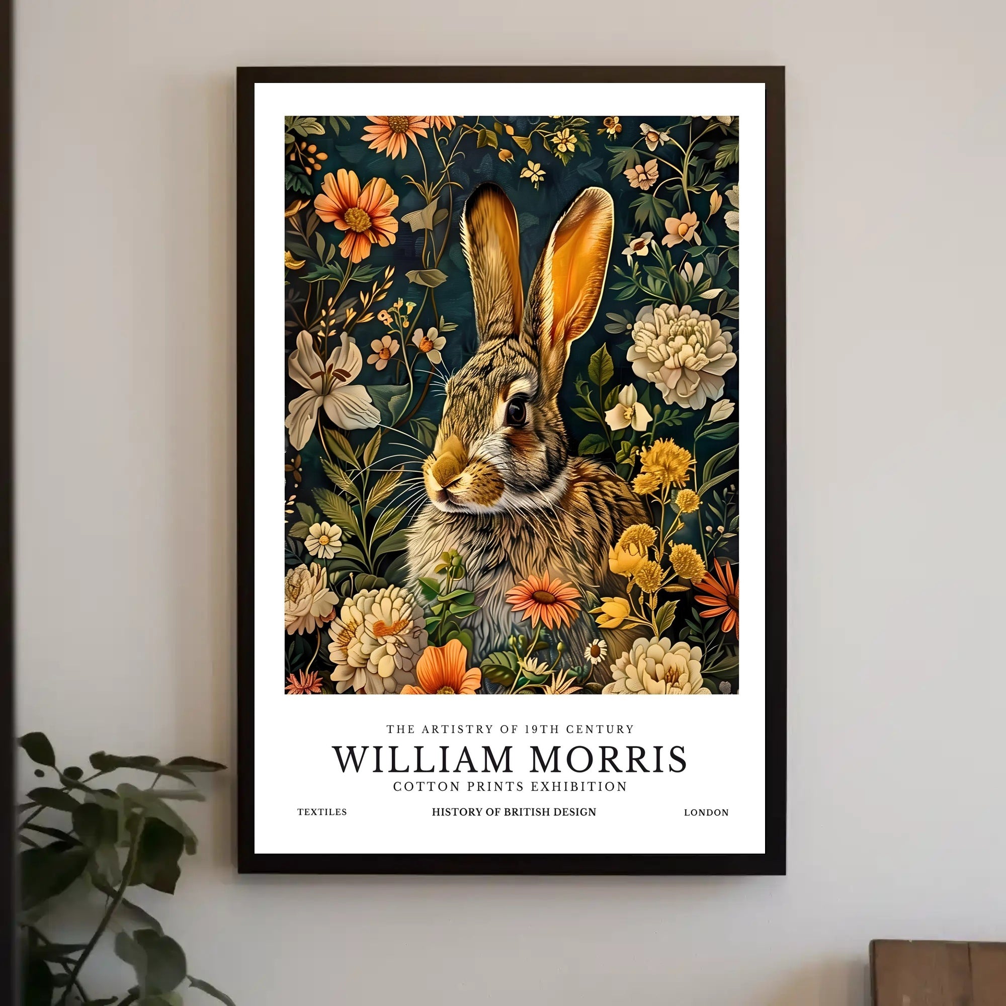 Elegant Rabbit Design Celebrates British Cultural Heritage Poster