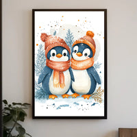 Charming Winter Penguins in Whimsical Animal Poster