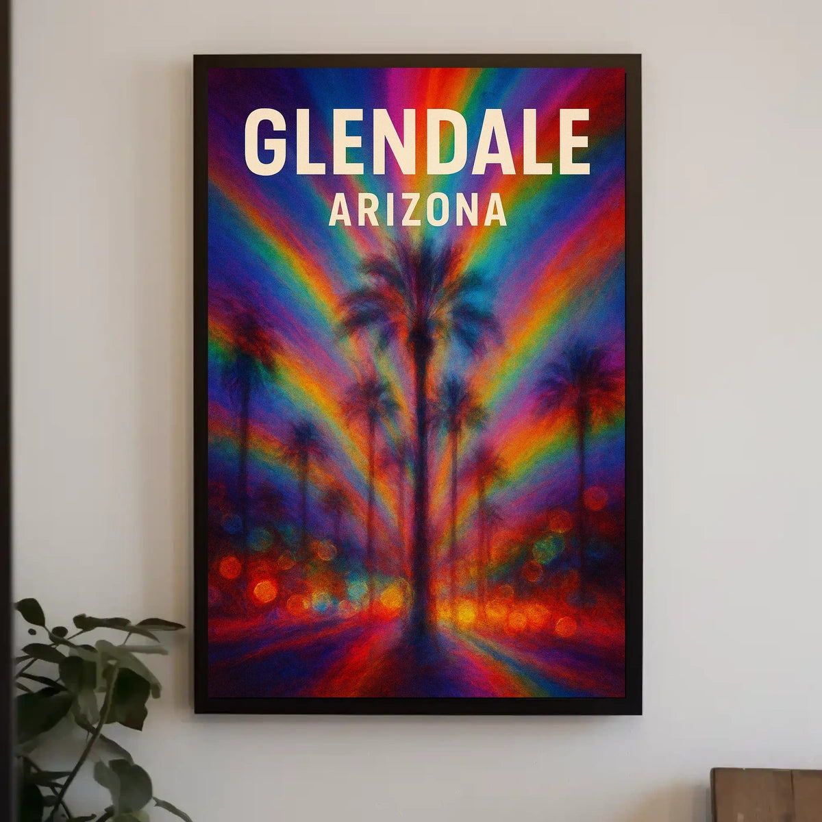Glendale Arizona Palm Vibrant Digital Painting Poster