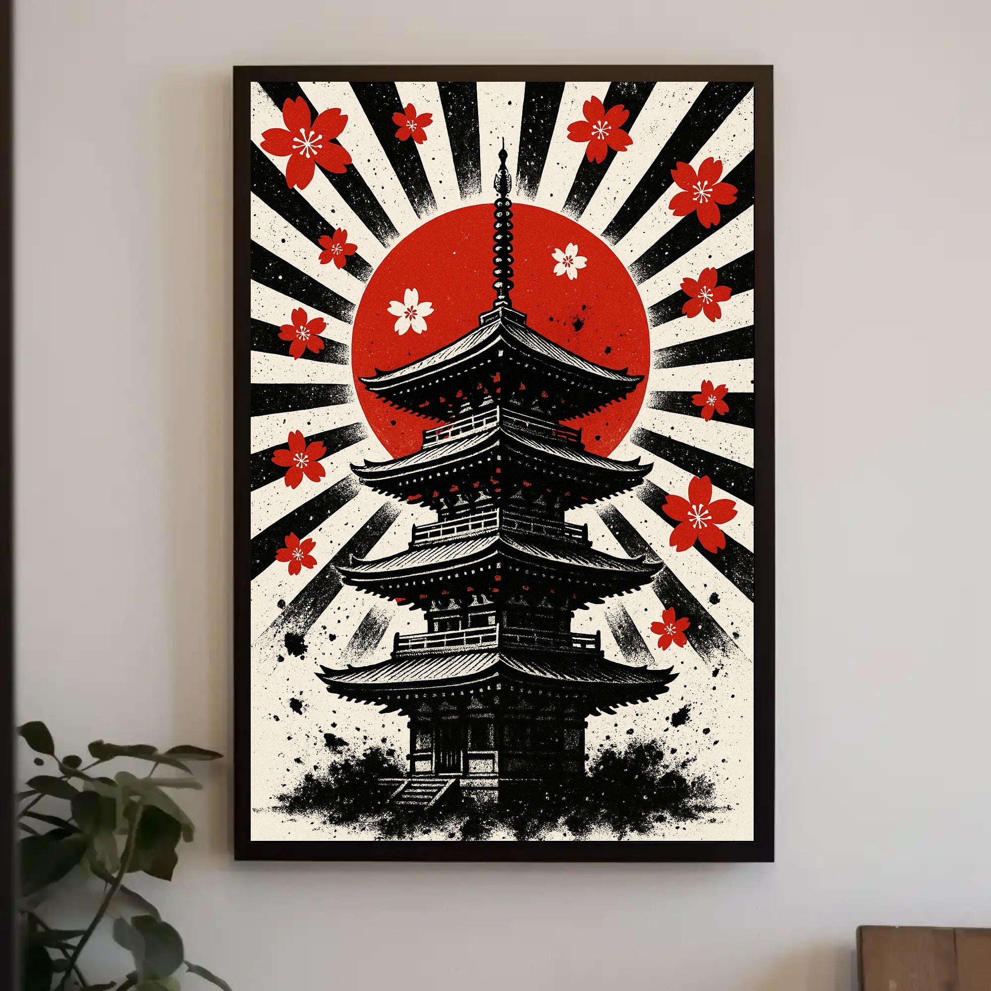 Rising Sun Pagoda Art Print Poster for Home Decor and Travel Enthusiasts PosterGoat
