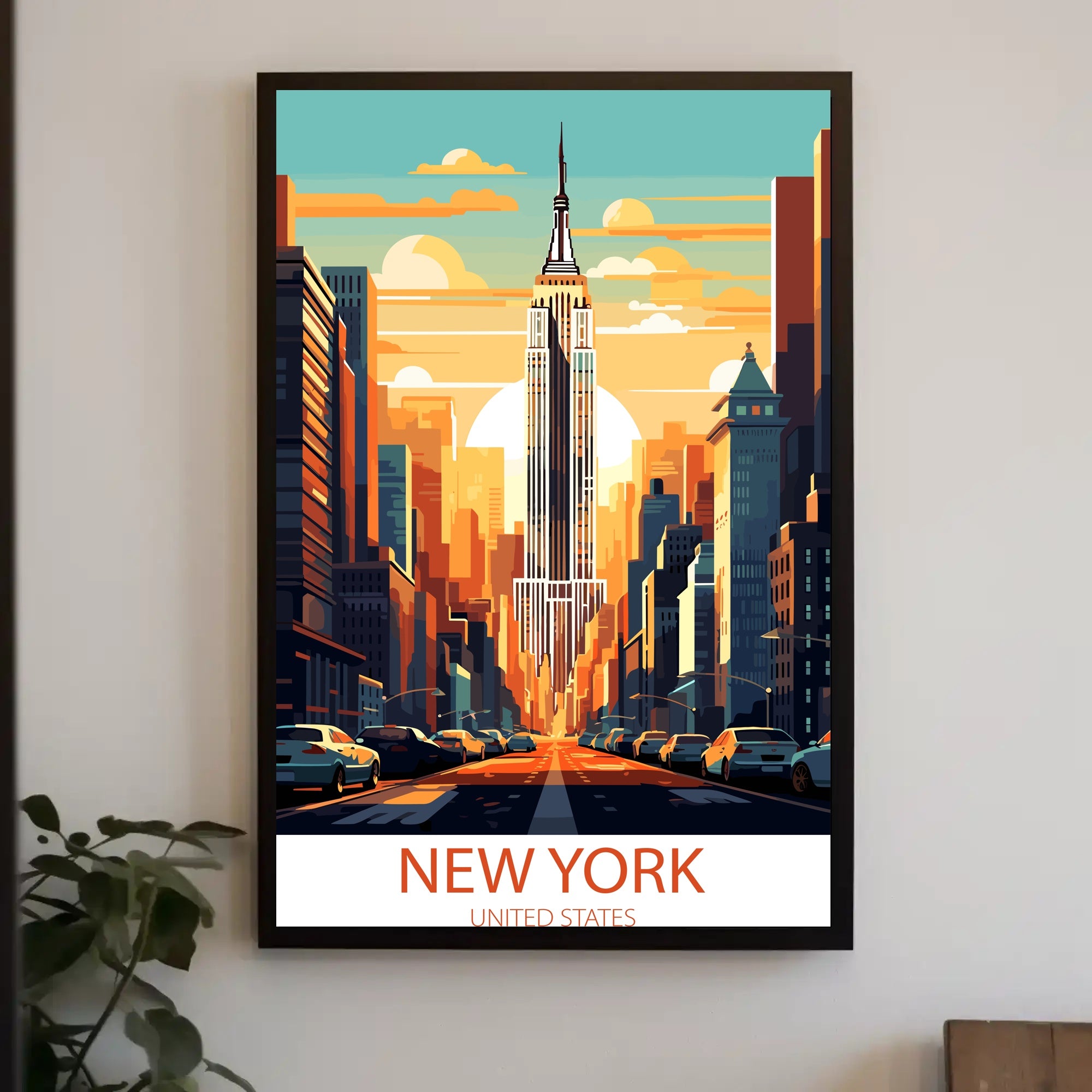 Empire State Building Retro New York Cityscape Urban Poster