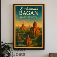 Bagan Travel Poster: Vintage Art of Timeless Beauty