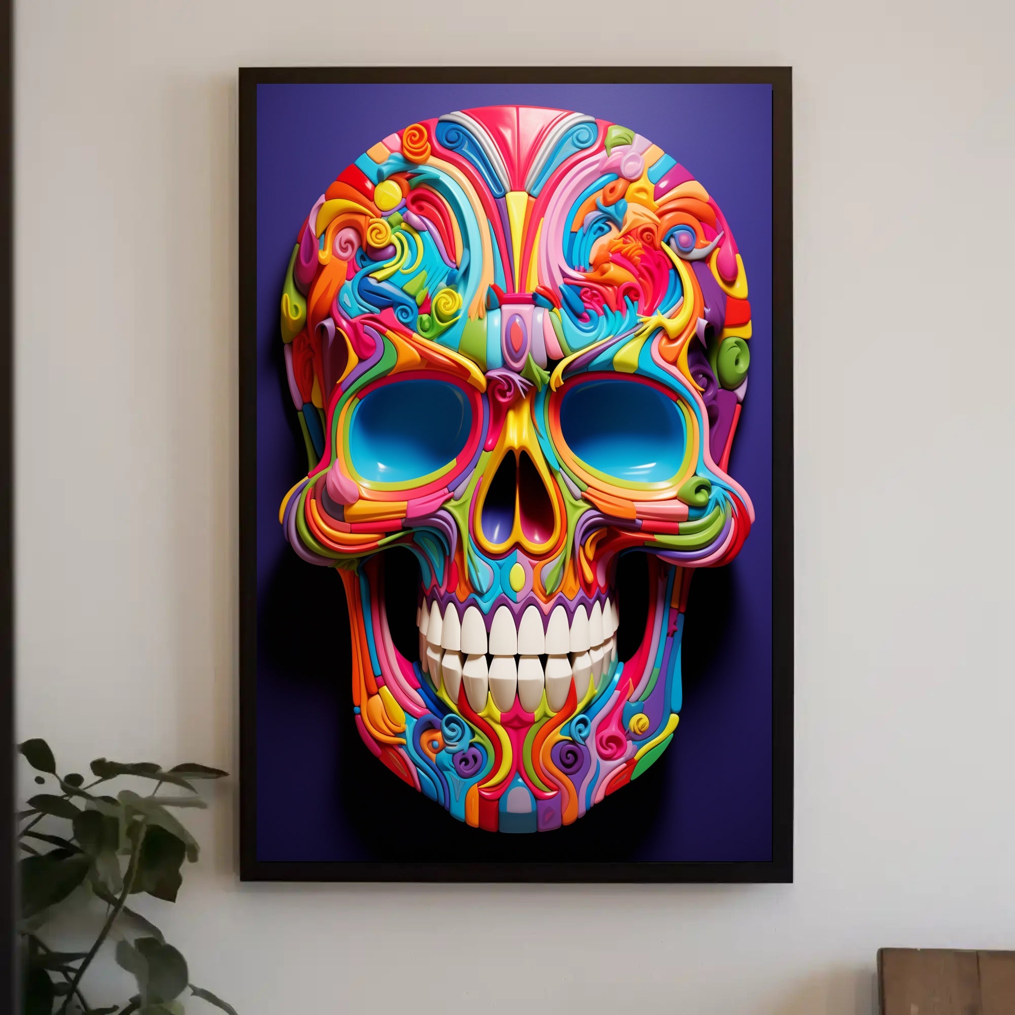 Vibrant Skull Art Poster PosterGoat