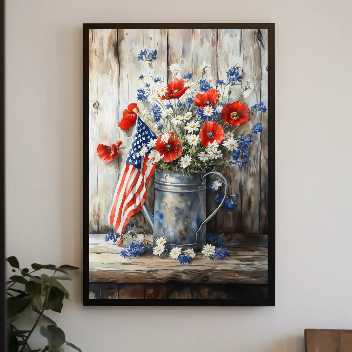 Rustic Vintage Galvanized Watering Can Decor Art Poster