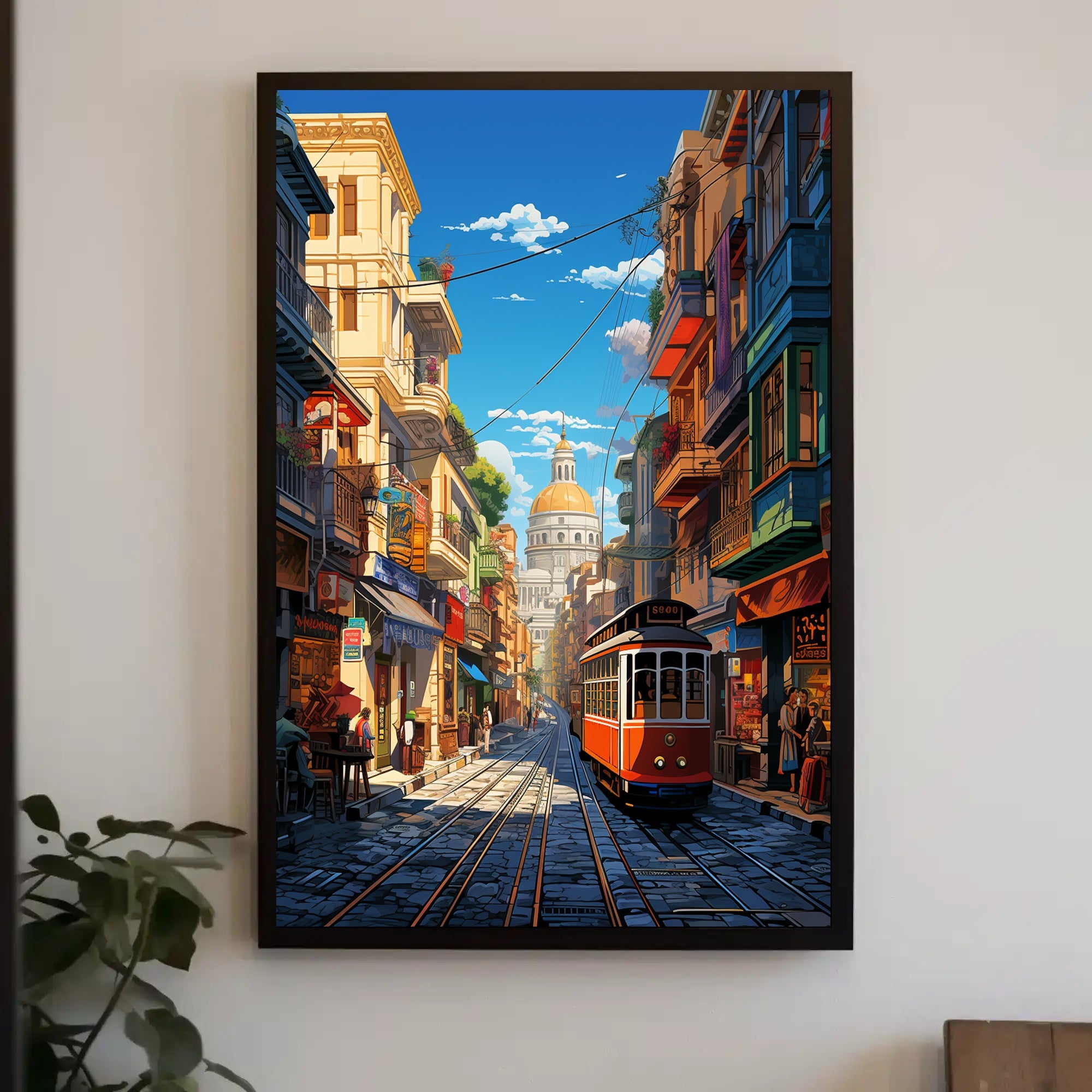 Vibrant Streetcar Journey Poster