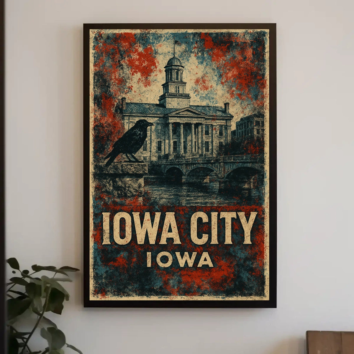 Iowa City Neoclassical Architecture Vintage Patriot Poster