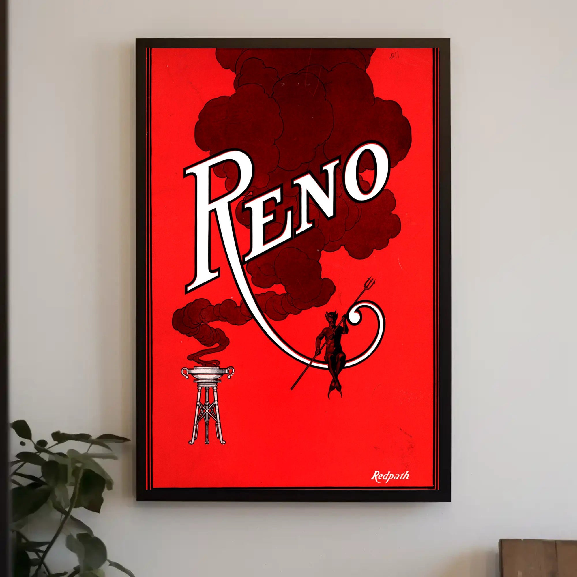 Devilish Reno Art Deco Vintage Travel Poster
