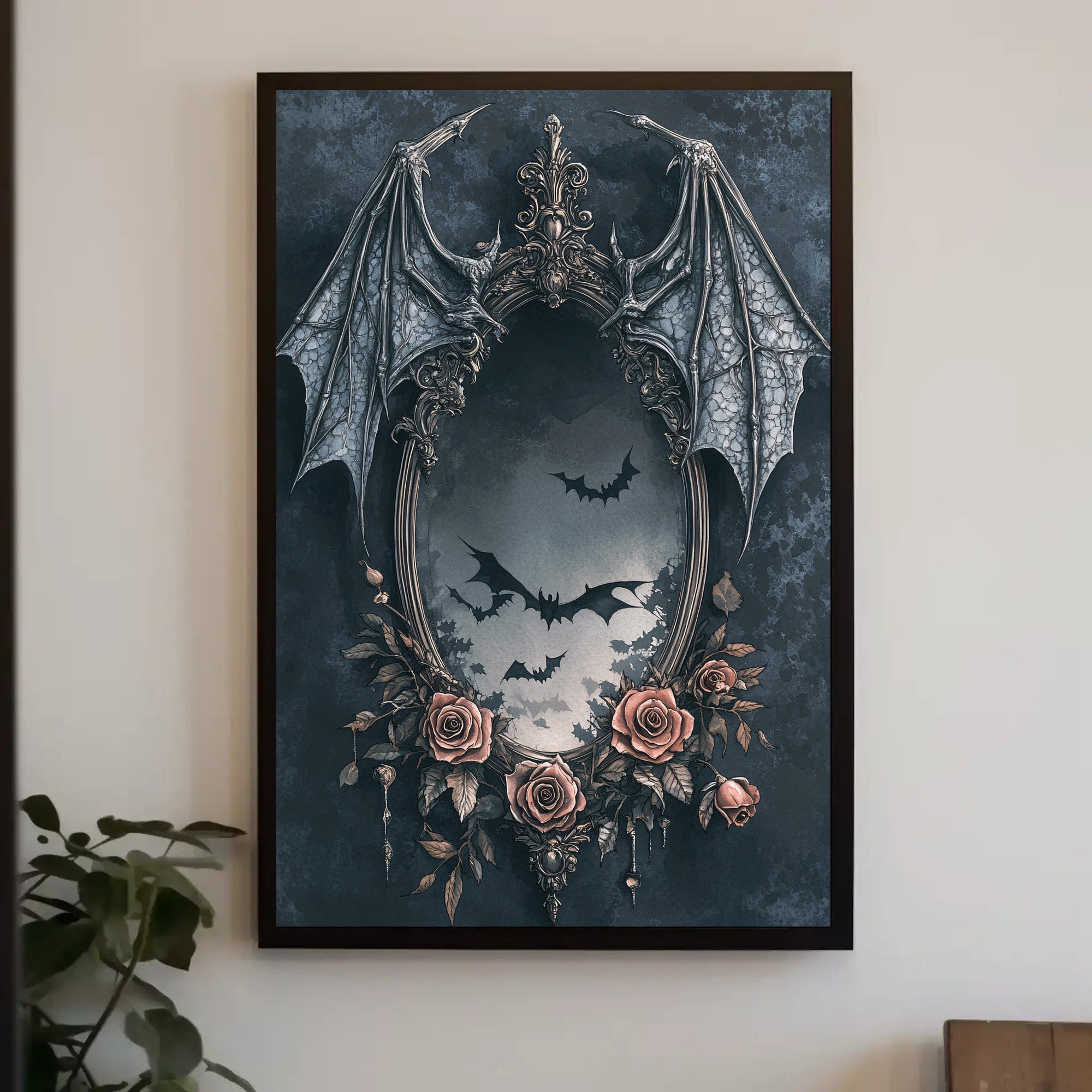 Gothic Elegance Mirror Of Bats Poster
