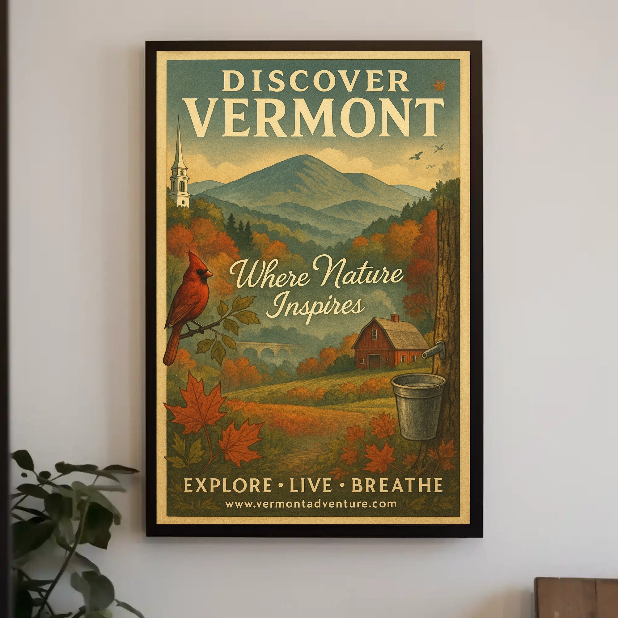 Discover Vermont Vintage Poster Wall Art