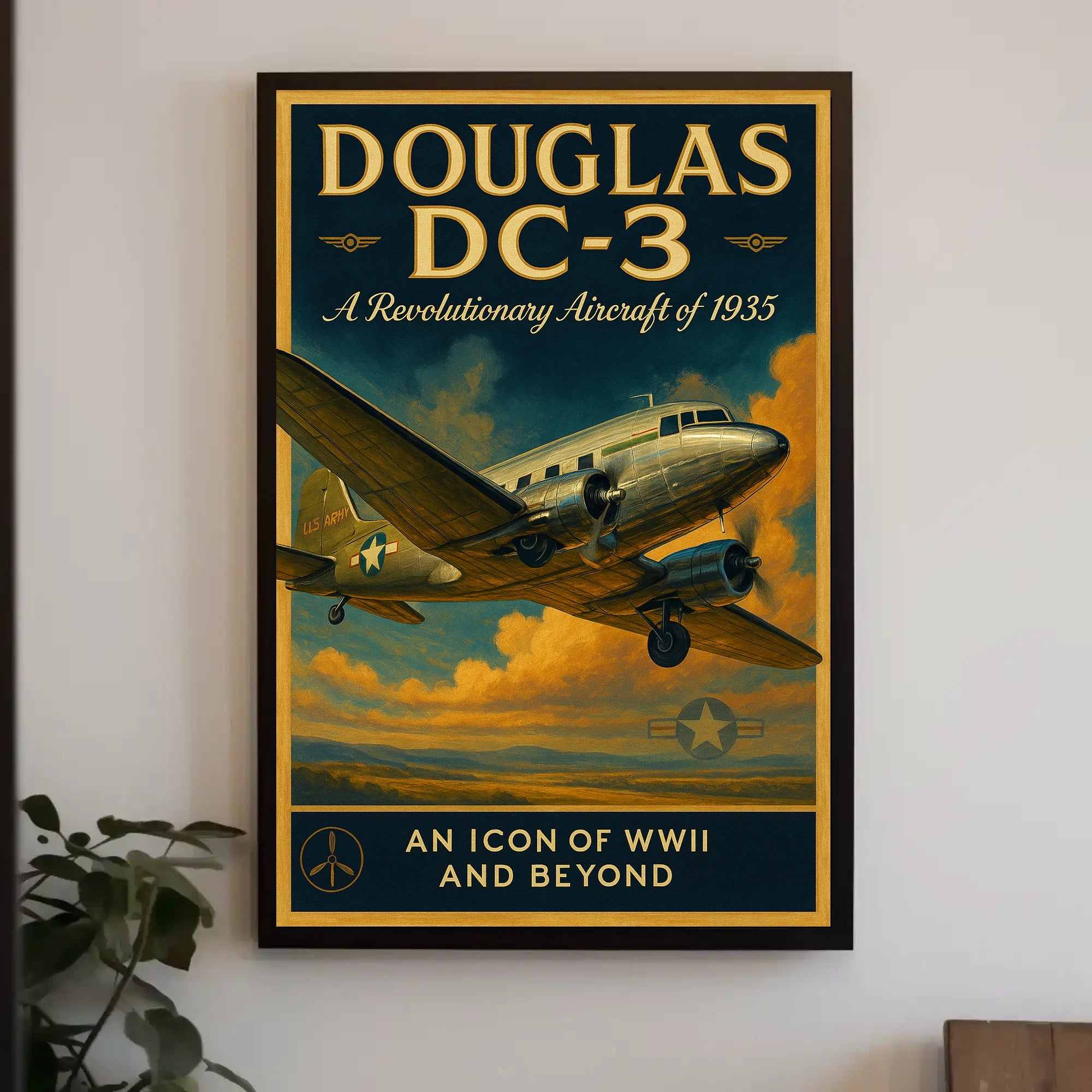 Douglas DC3 Vintage Aviation Poster Print