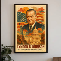 Lyndon B. Johnson 36th President of the United States Layered Digital Collage Poster