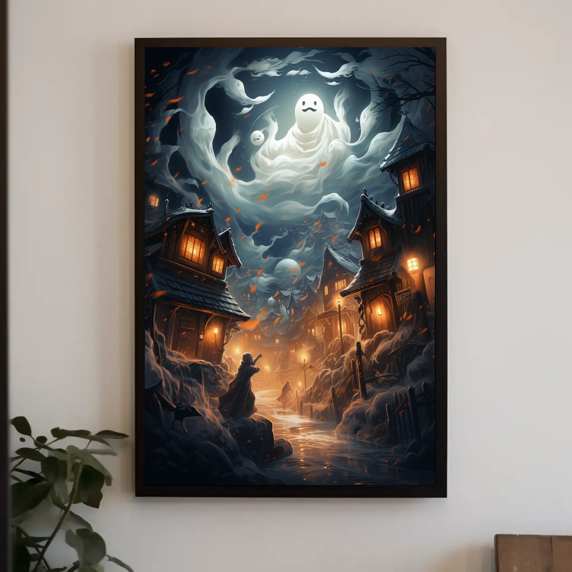 Enchanted Village Under Ghostly Skies Poster