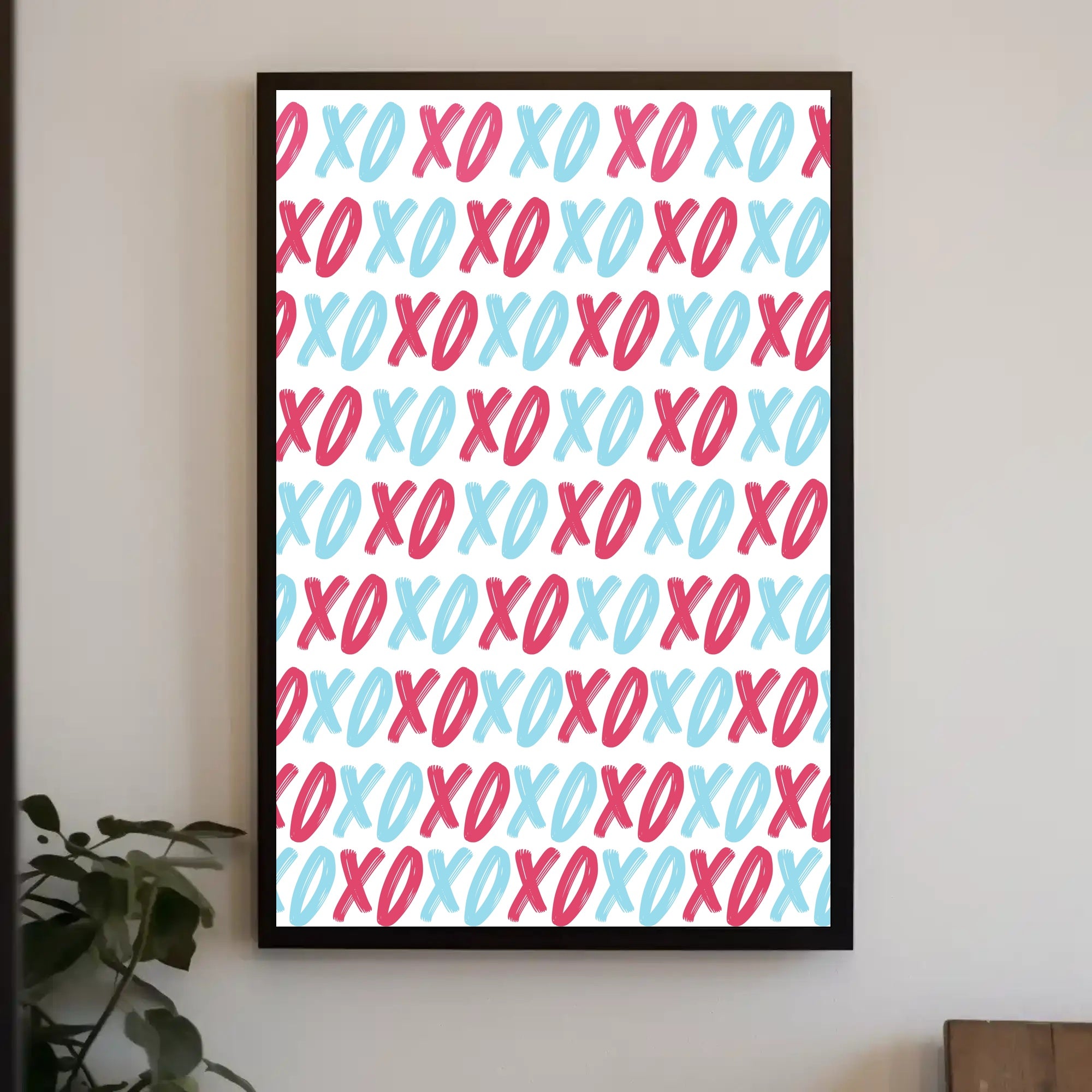 Affectionate XOXO Typography Art with Vibrant Colors Poster PosterGoat