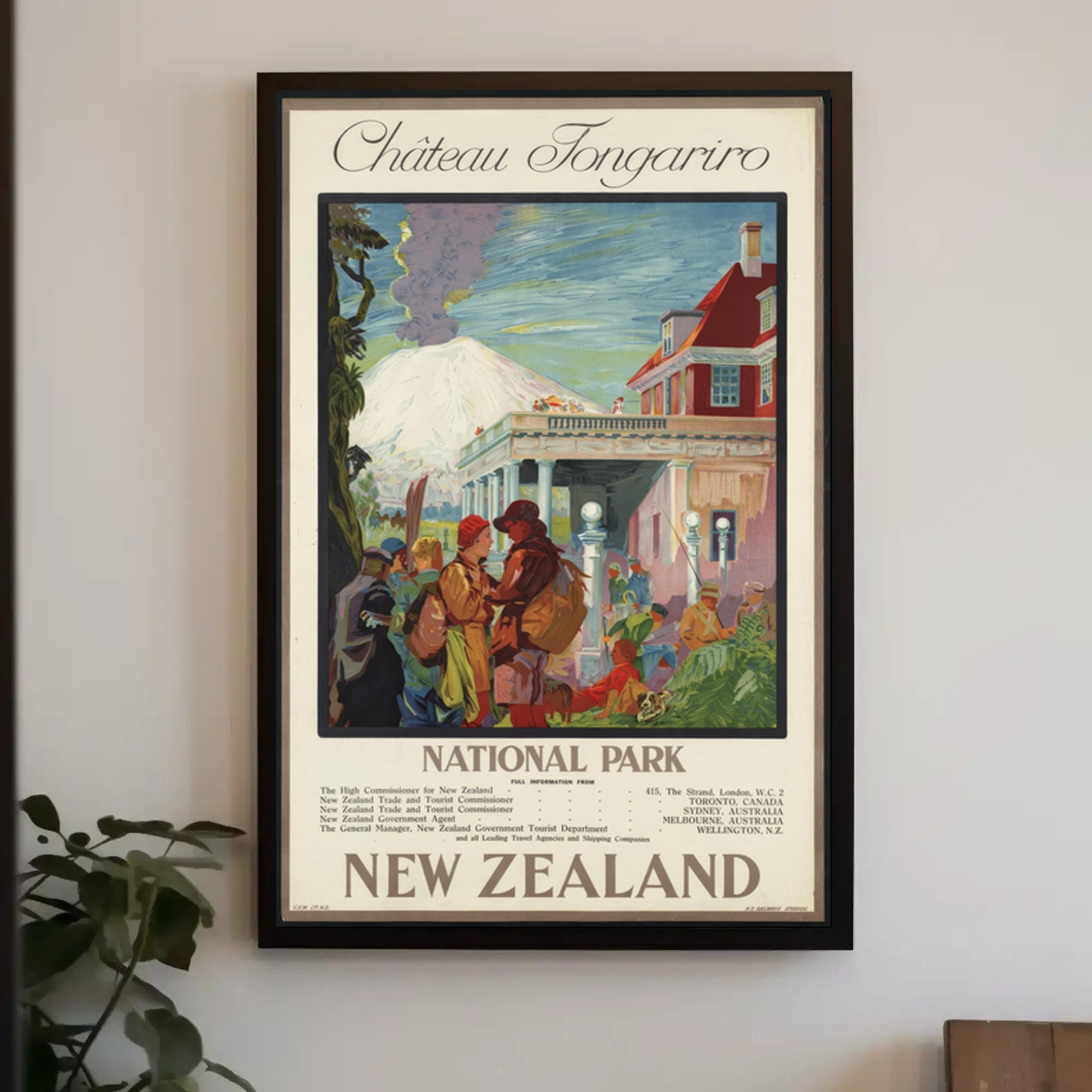Chateau Tongariro Travel Poster Vintage New Zealand