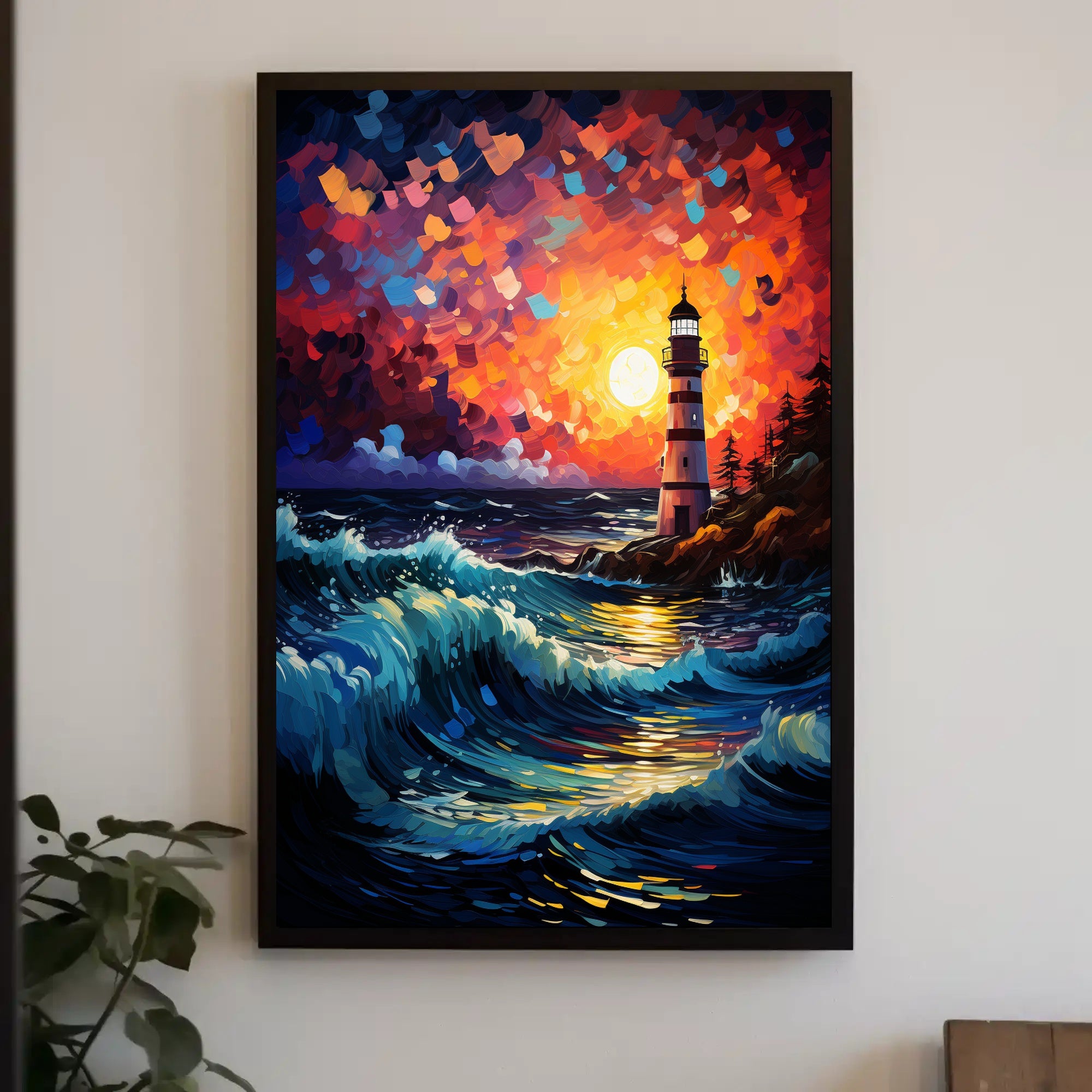 Lighthouse At Sunset Poster