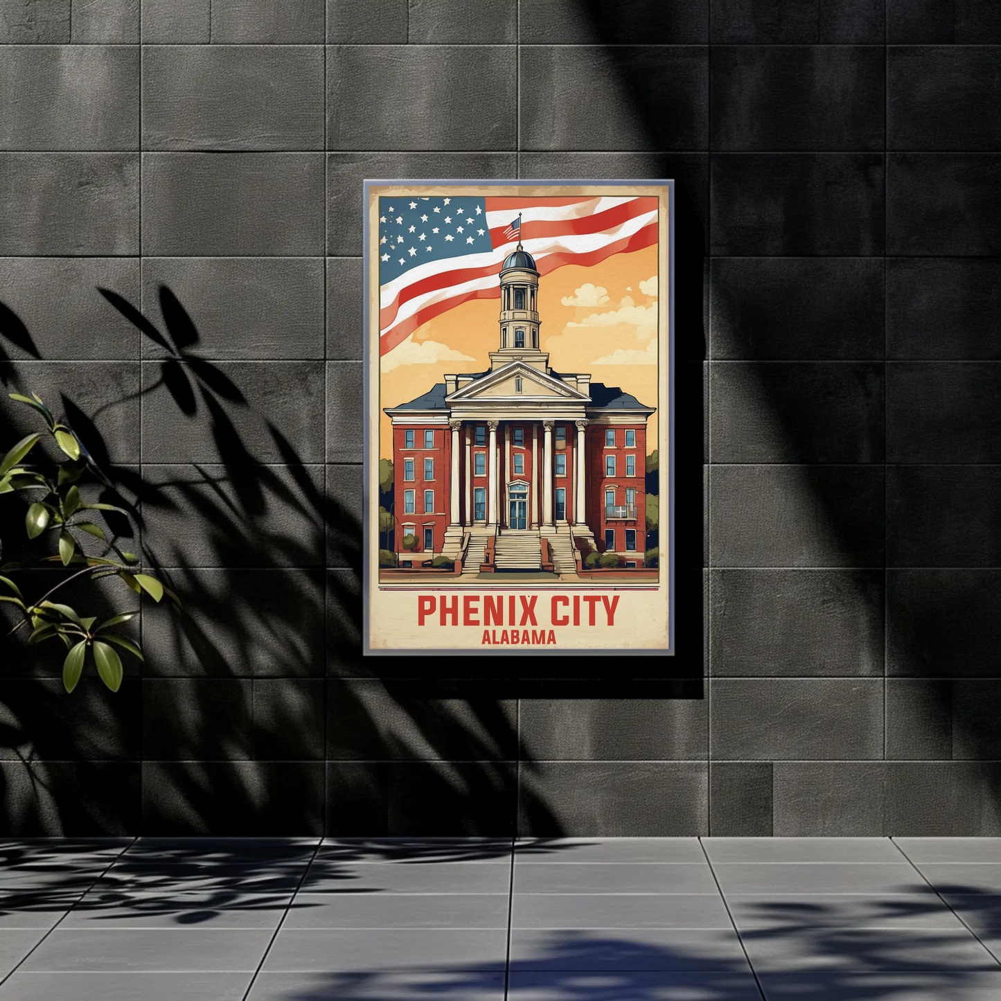Phenix City Alabama Vintage Travel Poster Artwork
