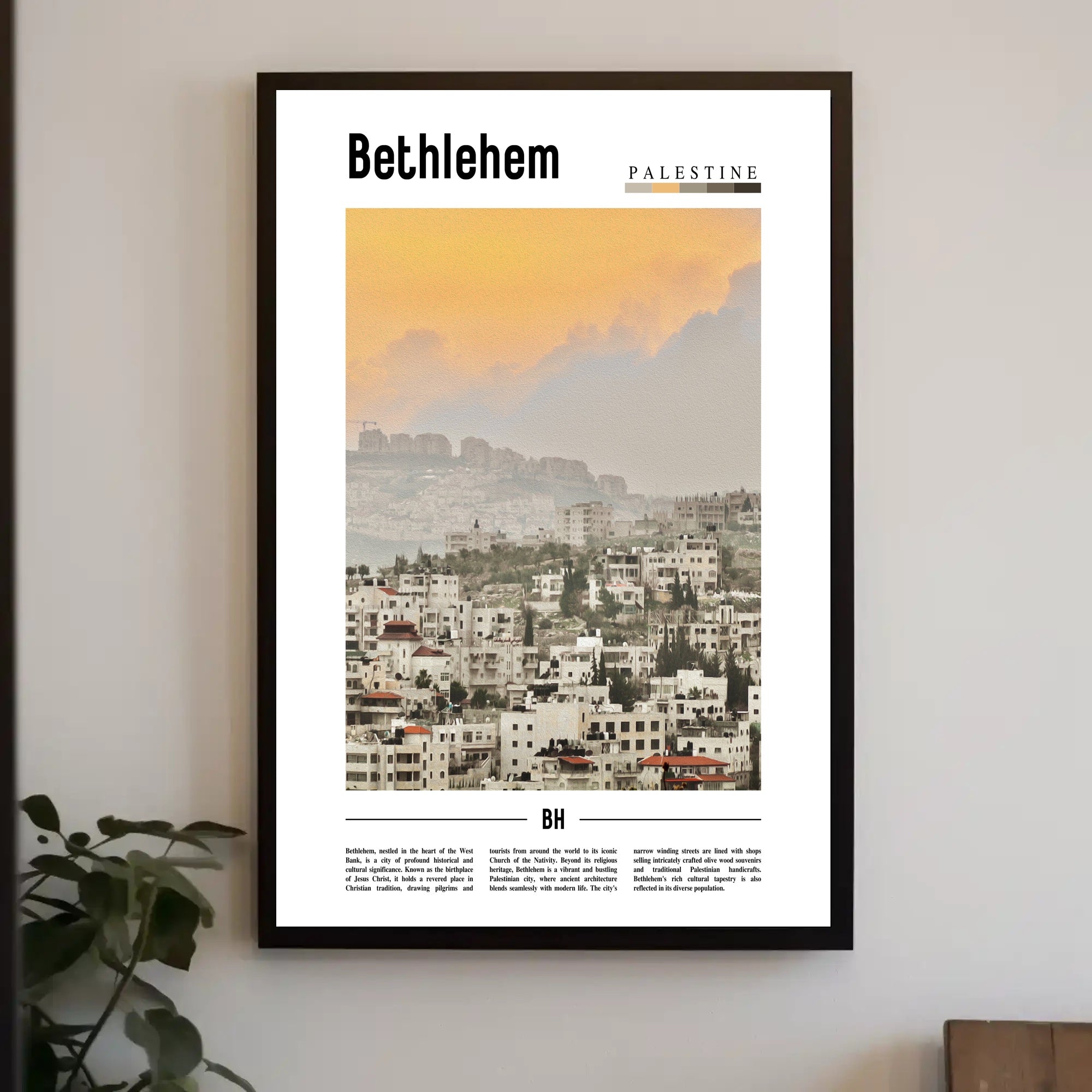 Bethlehem Urban Landscape with Middle Eastern Architecture Cityscape Poster PosterGoat