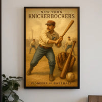 New York Knickerbockers Pioneers Poster Vintage Wall Art