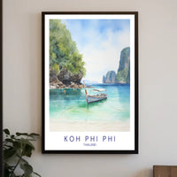 Koh Phi Phi Watercolor Artwork Travel Poster PosterGoat