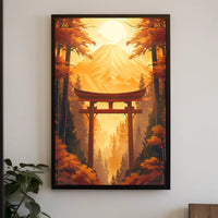 Japanese Torii Gate Autumn Landscape Poster Art