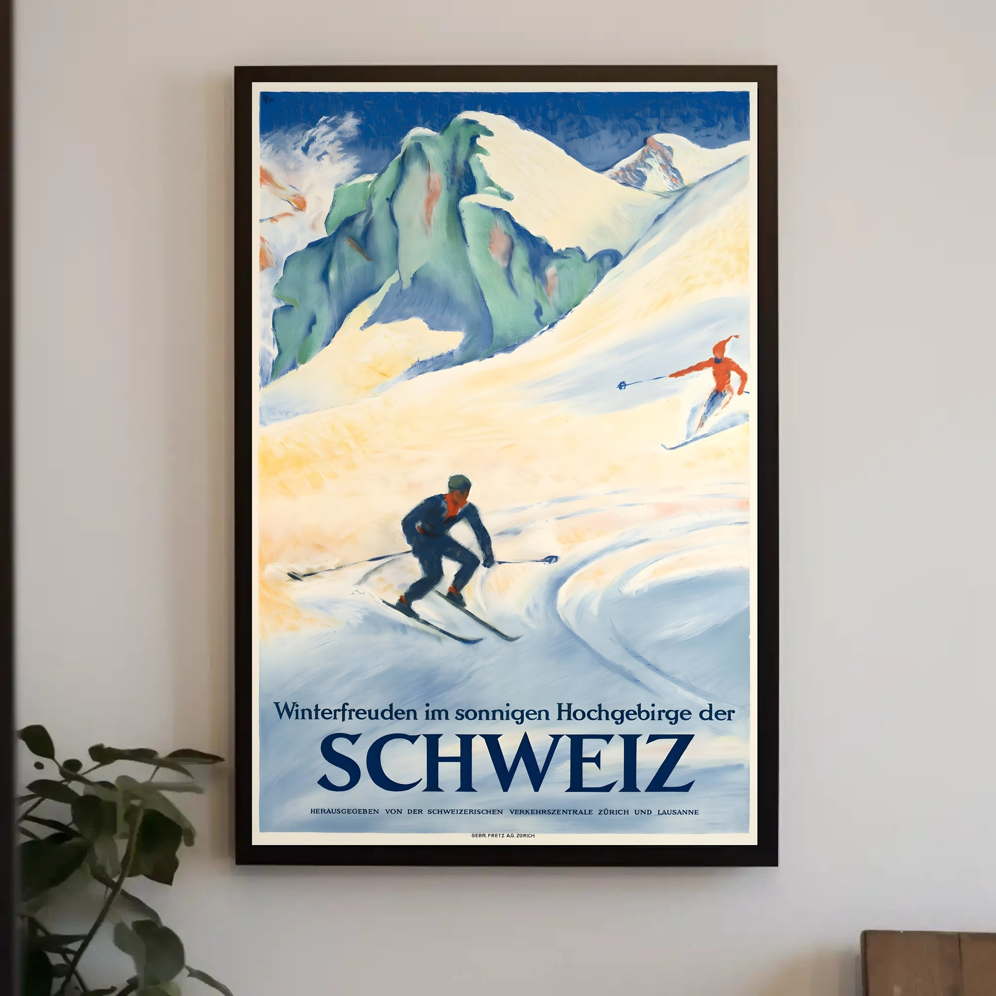 Swiss Alps Vintage Ski Adventure Travel Poster PosterGoat