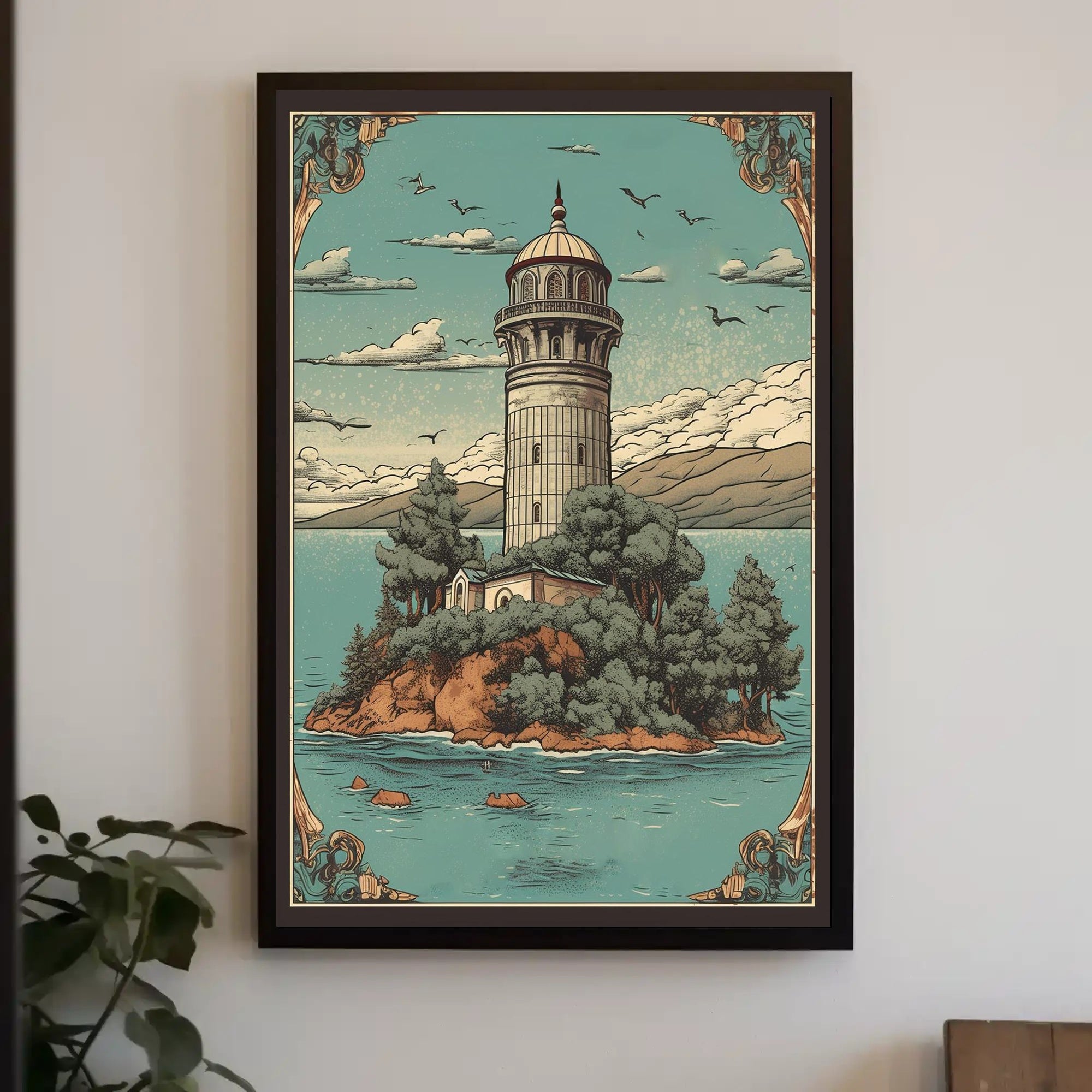 Serene Lighthouse on an Island Poster