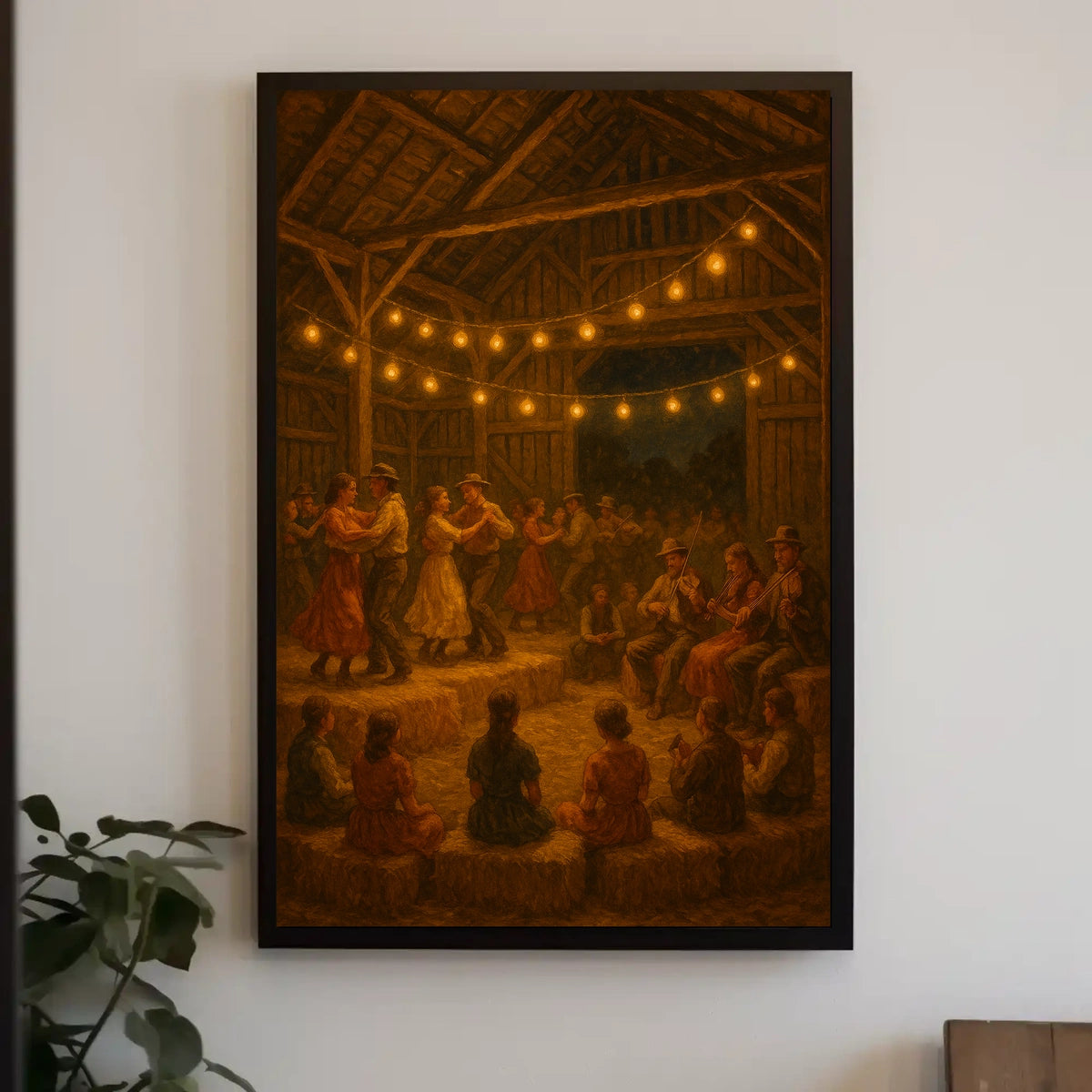 Lively Barn Dance Rustic Celebration Impressionism Poster