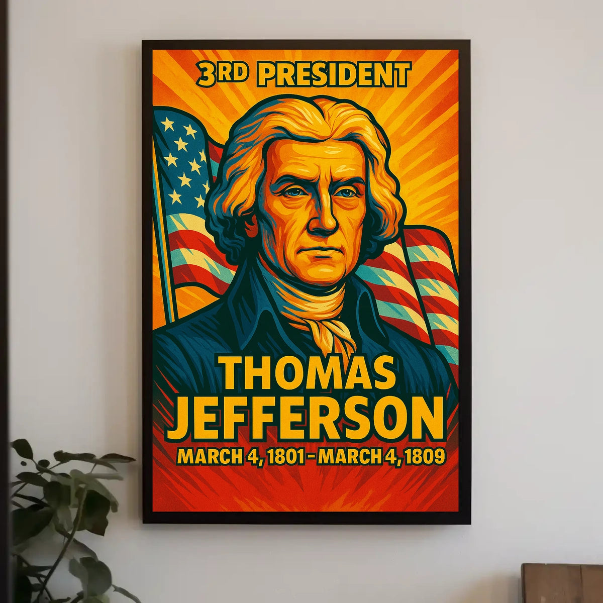Thomas Jefferson 3rd President of the United States Colorful Comic Book Style Poster