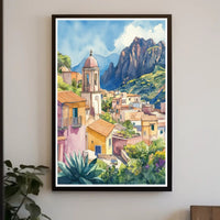 Serene Mediterranean Village Poster PosterGoat