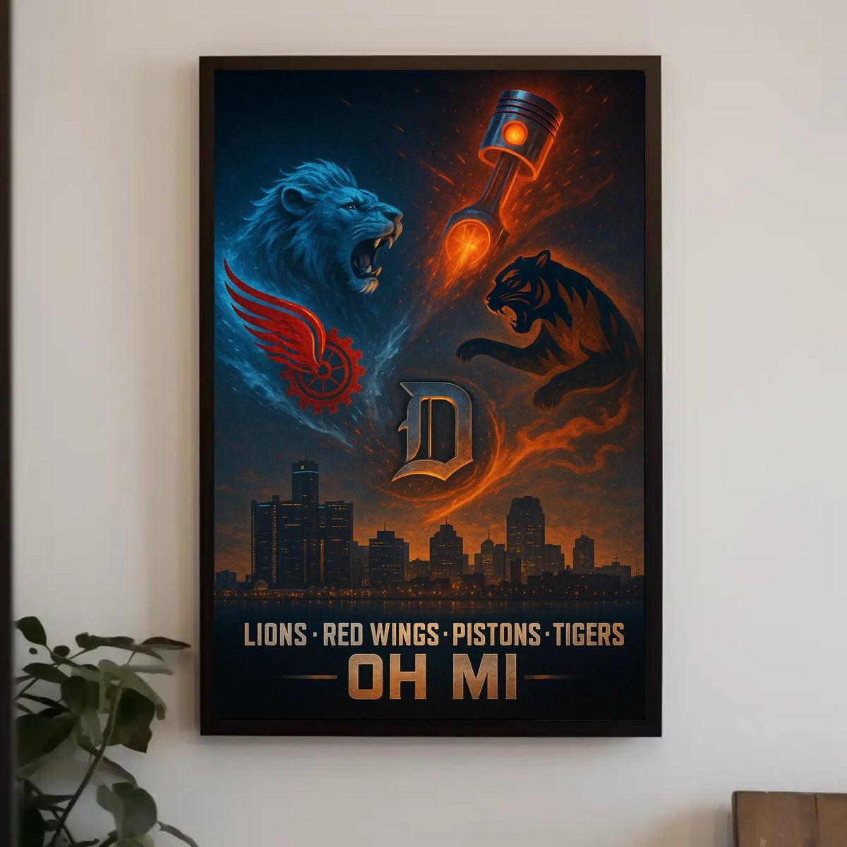 Detroit Sports Teams Tribute Poster
