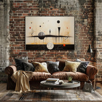 Surrealist Minimalist Scene with Celestial Bodies: Artistic Poster