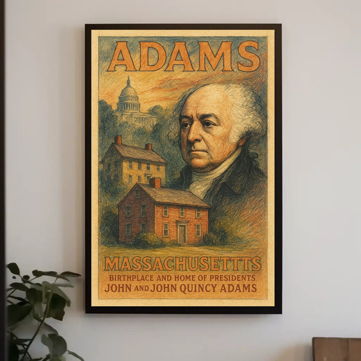John and John Quincy Adams Birthplace Tribute Poster