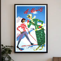 Vintage St. Moritz Skiers Travel Poster PosterGoat