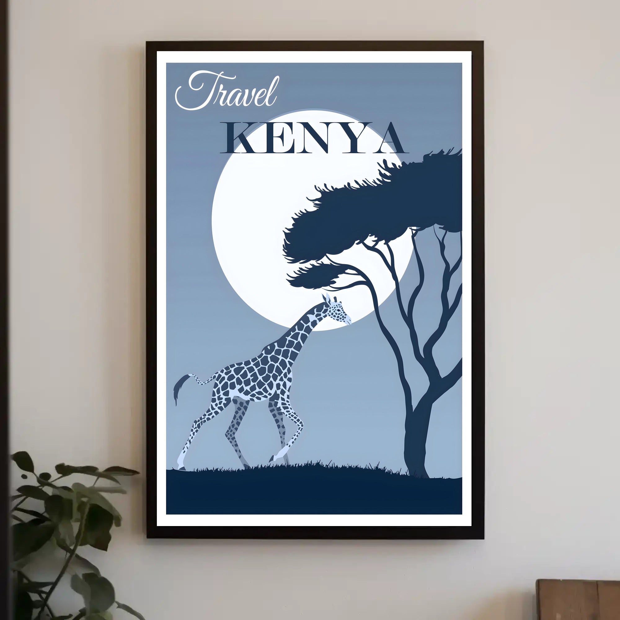 Kenya Wildlife Giraffes Travel Adventure Scenic Travel Poster