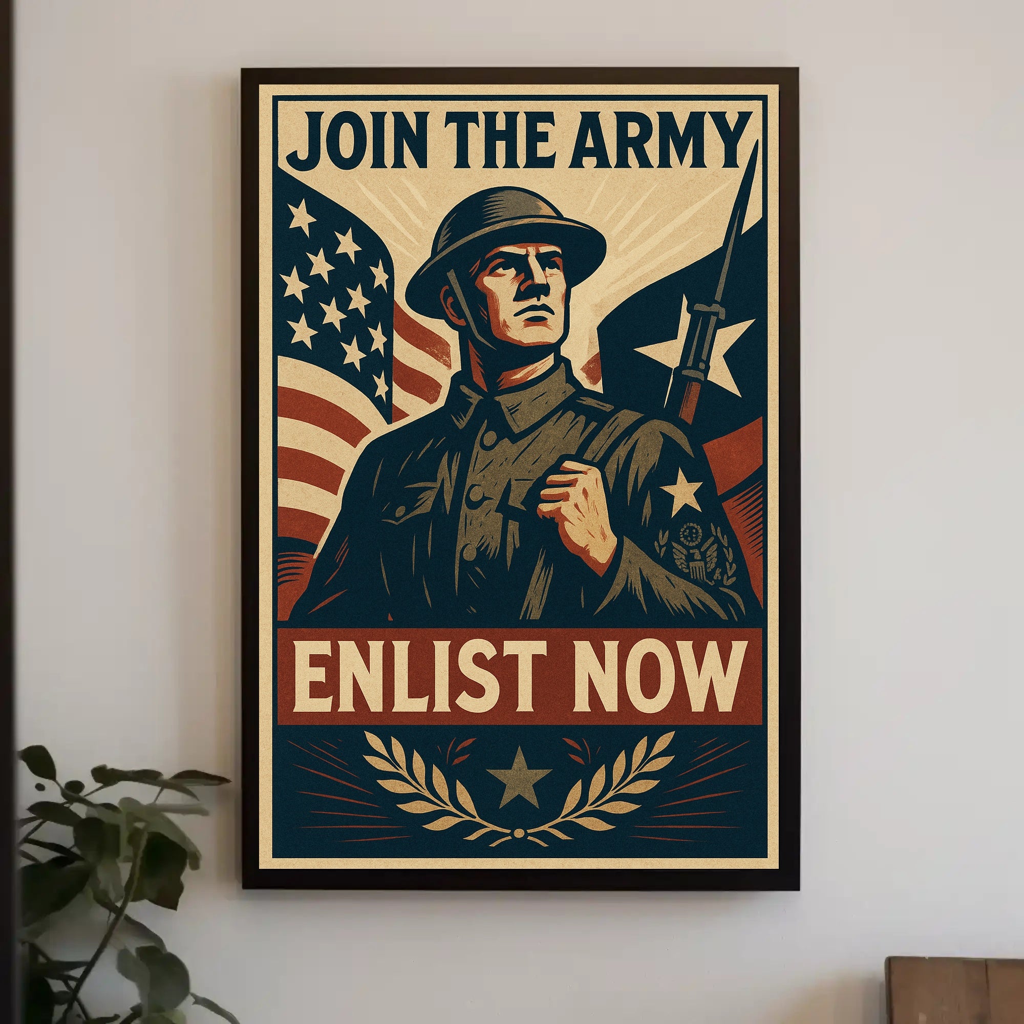 Patriotic Soldier WWII Military Recruitment Propaganda Poster