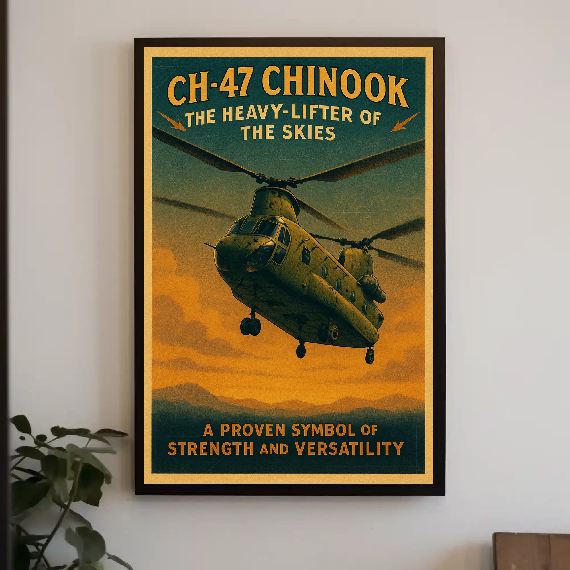 CH-47 Chinook Vintage Aviation Poster PosterGoat