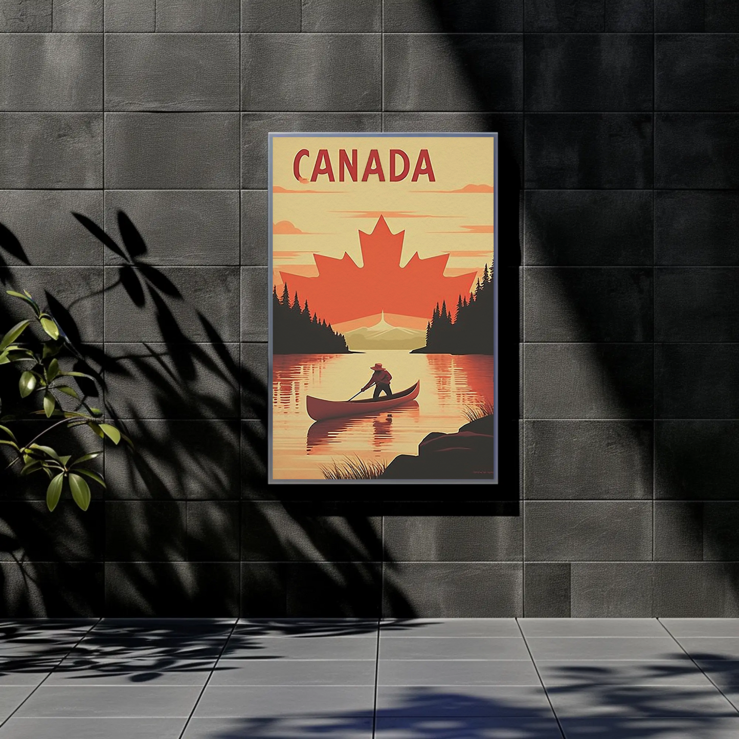 Vintage Poster Canada Canoe Sunset