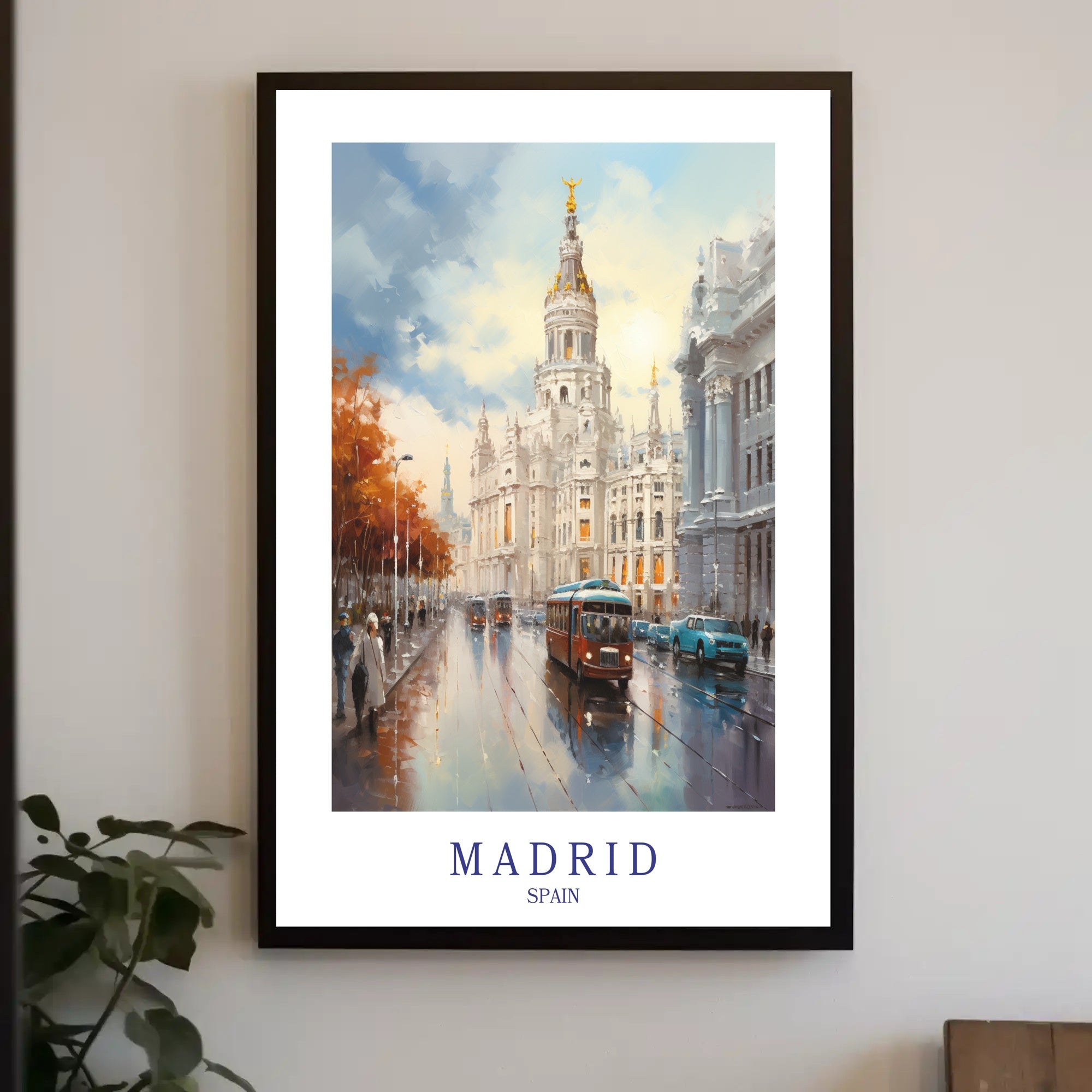 Madrid Cityscape: Impressionistic Urban Art Poster PosterGoat