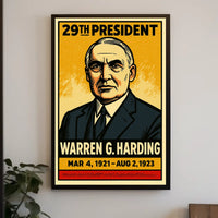 Warren G. Harding 29th President of the United States Inked Comic Style Poster