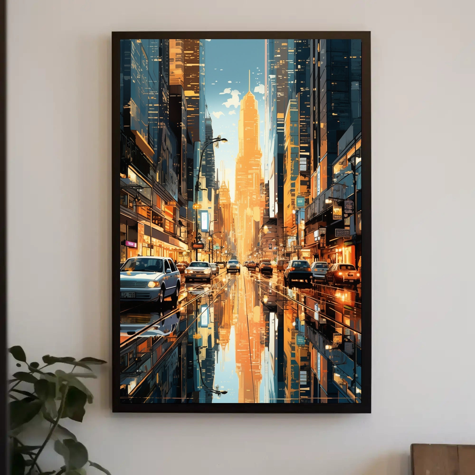 Modern Cityscape Skyline: Urban Lifestyle Artistic Poster