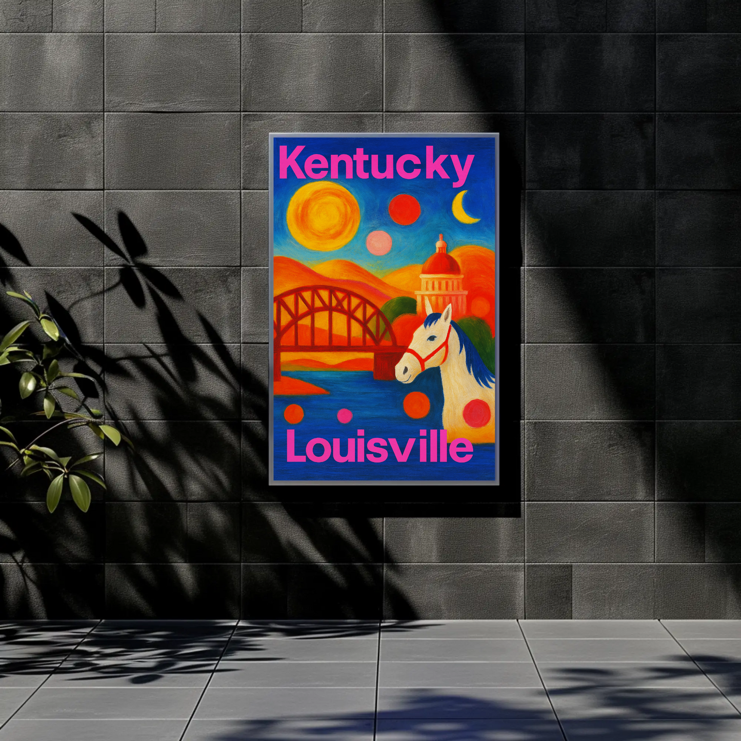 Louisville Kentucky Skyline Retro Vintage Travel Poster