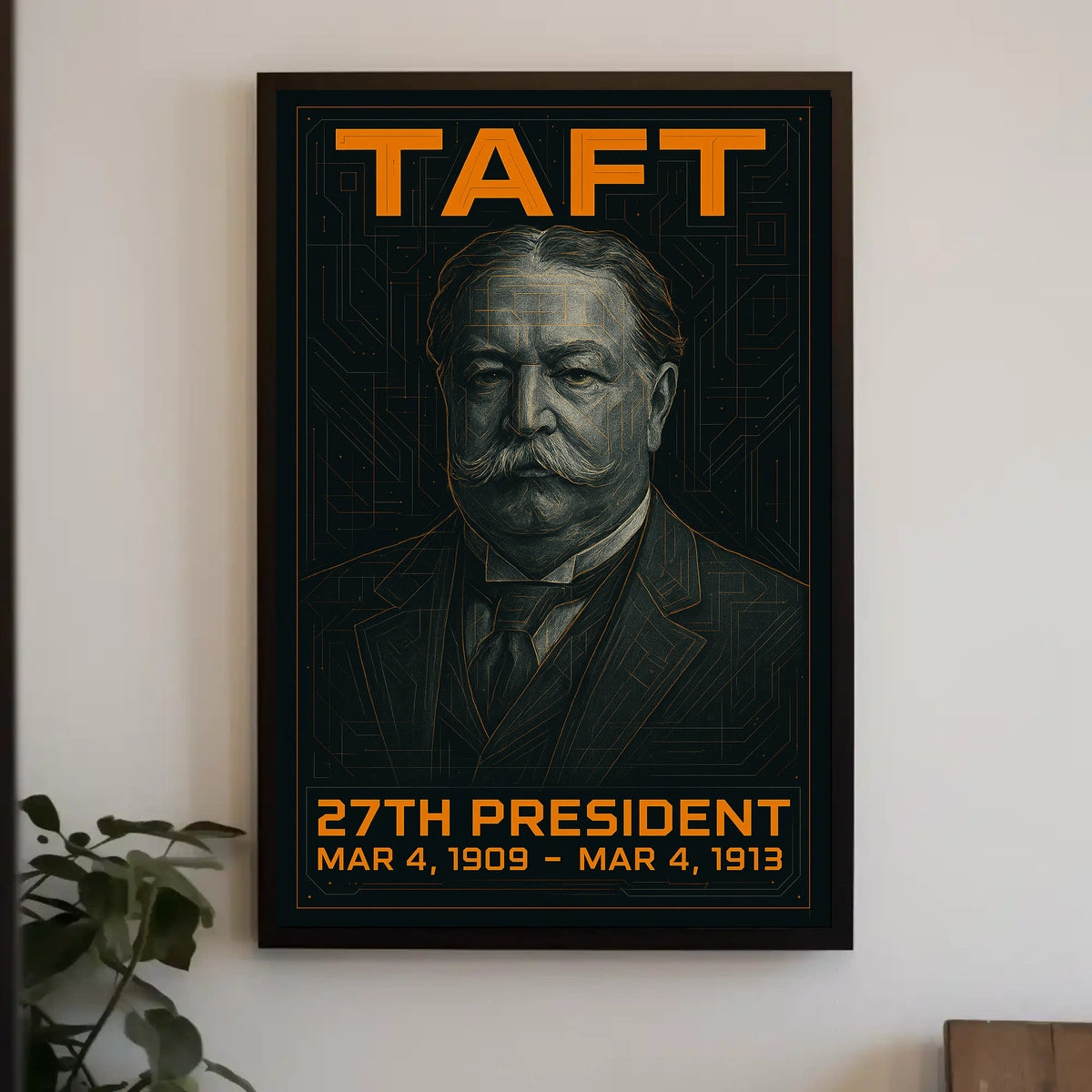 William Howard Taft 27th President of the United States Techno Schematic Poster