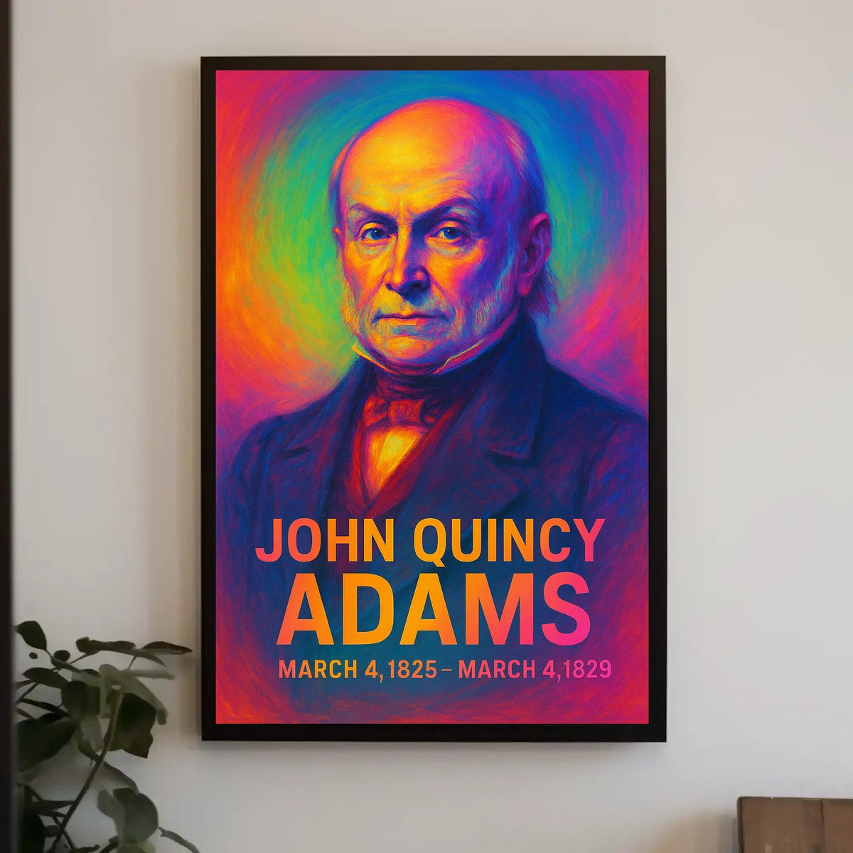 John Quincy Adams 6th President of the United States Neon Gradient OverlayPoster