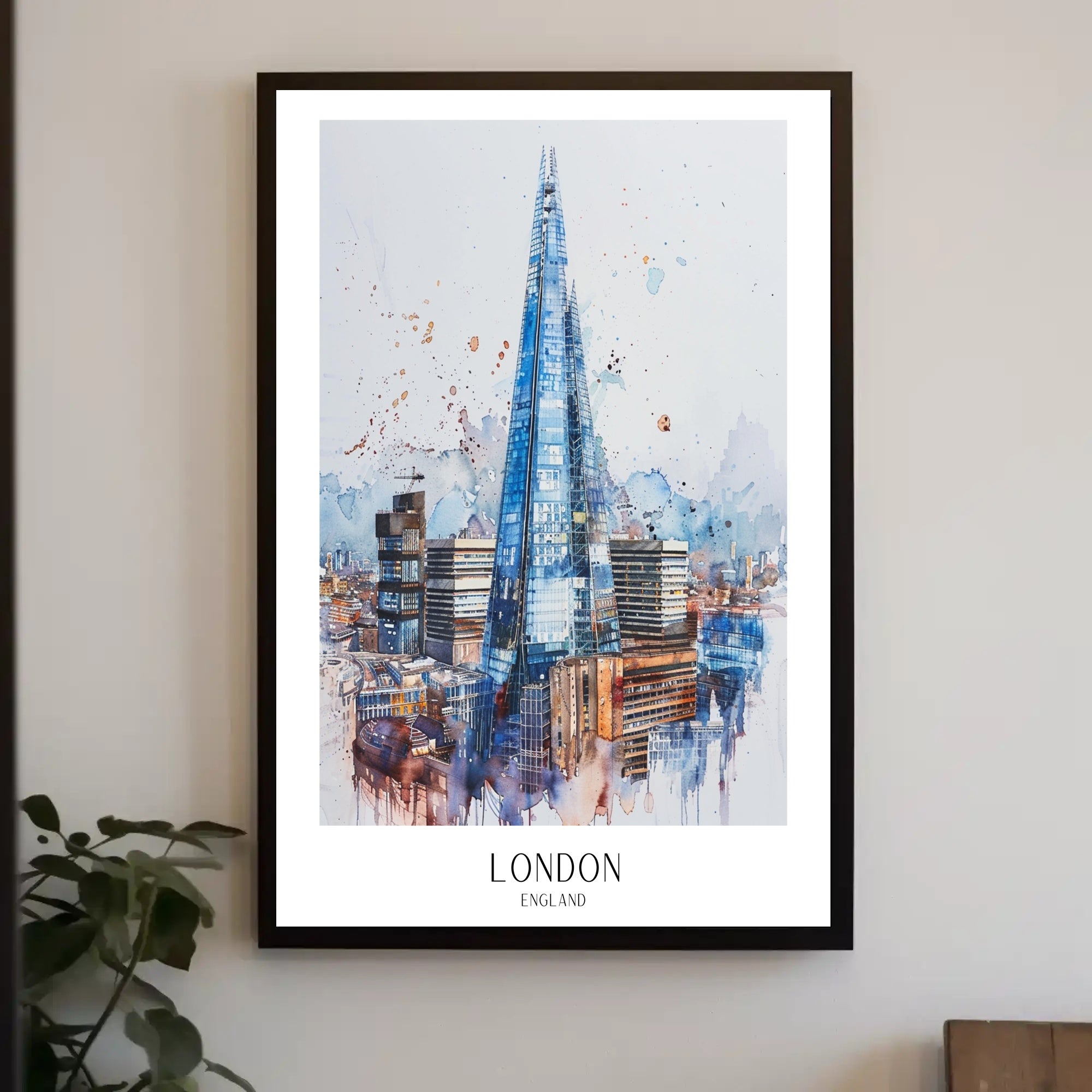 The Shard Watercolor London Urban or Cityscape Poster PosterGoat
